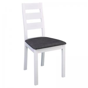 MILLER Καρέκλα Οξιά Άσπρο, Ύφασμα Γκρι