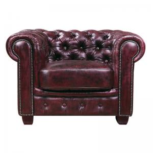 CHESTERFIELD Birmingham Πολυθρόνα Σαλονιού Καθιστικού, Δέρμα Antique Red - 103x92x72cm
