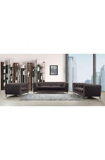 BARLOW Set Σαλόνι : Πολυθρόνα + 3Θέσιος + 2Θέσιος /  Ύφασμα Σκούρο Καφέ Velure