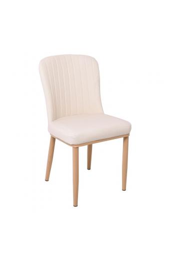 NEWTON Καρέκλα Μέταλλο Βαφή Φυσικό, Linen PU Εκρού