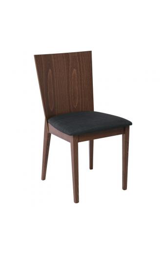 EVA Καρέκλα Τραπεζαρίας Οξυά Καρυδί - Ύφασμα Σκούρο Γκρι