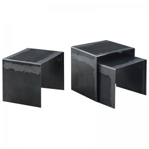 IRON Set 3 Τραπεζάκια Βοηθητικά, Μέταλλο Βαφή Antique Black - 45x40x45_ 43x38x41_ 41x36x37cm