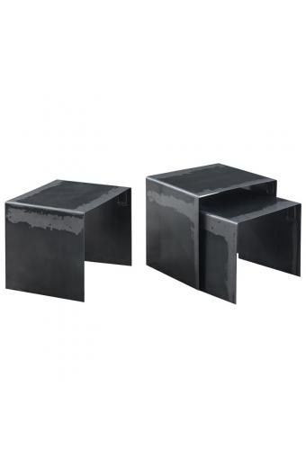 IRON Set 3 Τραπεζάκια Βοηθητικά, Μέταλλο Βαφή Antique Black - 45x40x45_ 43x38x41_ 41x36x37cm