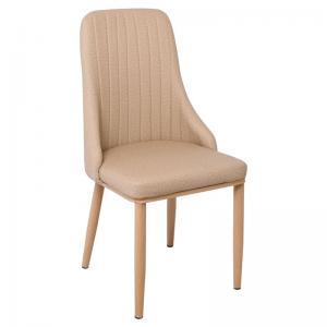 MATTEL Καρέκλα Μέταλλο Βαφή  Φυσικό - Linen PU Μπεζ
