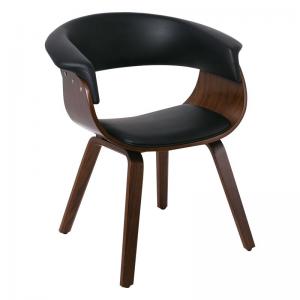 HERMAN Πολυθρόνα Καρυδί - Pu Μαύρο - 68x56x77cm