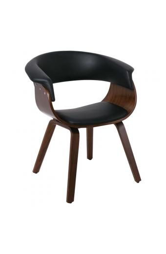 HERMAN Πολυθρόνα Καρυδί - Pu Μαύρο - 68x56x77cm