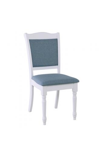MANDY Καρέκλα Απόχρωση Άσπρο, Ύφασμα Ανοιχτό Μπλε