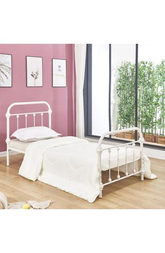 TUNER Κρεβάτι Μονό για Στρώμα 90x190cm, Μέταλλο Βαφή Άσπρο - 203x98x102cm