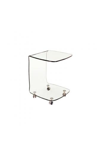 GLASSER Trolley Τραπεζάκι Βοηθητικό, Διάφανο Γυαλί 10mm