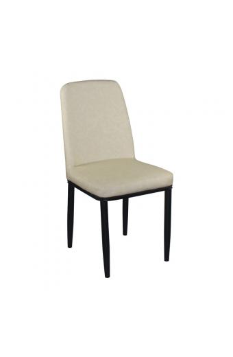 SIMON Καρέκλα Μέταλλο Βαφή Μαύρο, PU Μπεζ