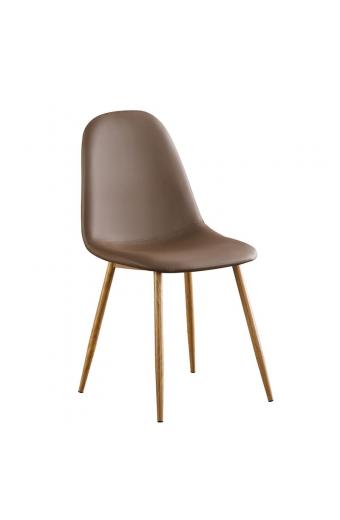 CELINA Καρέκλα Μέταλλο Βαφή Φυσικό, Pvc Καφέ