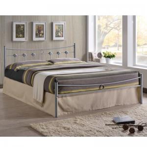 DUGAN Κρεβάτι Διπλό, για Στρώμα 140x190cm, Μέταλλο Βαφή Silver - 145x195x83cm