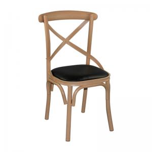 MARLIN Καρέκλα Μέταλλο Βαφή Φυσικό - PU Μαύρο