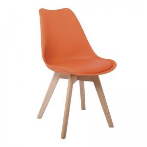 MARTIN Καρέκλα Ξύλο, PP Πορτοκαλί Μονταρισμένη Ταπετσαρία