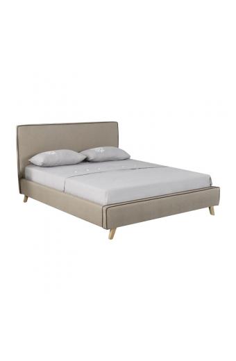 MORISSON Κρεβάτι Διπλό, για Στρώμα 140x190cm, Ύφασμα Απόχρωση Dark Beige