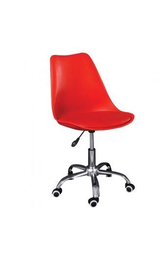 MARTIN Καρέκλα Γραφείου Χρώμιο PP Κόκκινο, Μονταρισμένη Ταπετσαρία, Pu Κόκκινο Συσκ.1