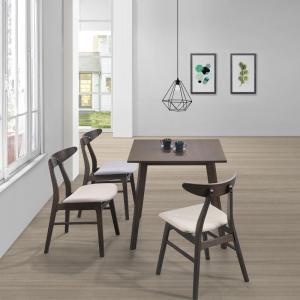 HORIZON Set Τραπεζαρία Ξύλινη Σαλονιού - Κουζίνας: Τραπέζι + 4 Καρέκλες / Wenge-Ύφασμα Μπεζ