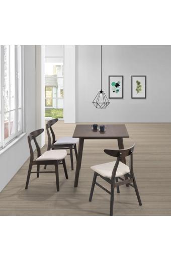 HORIZON Set Τραπεζαρία Ξύλινη Σαλονιού - Κουζίνας: Τραπέζι + 4 Καρέκλες / Wenge-Ύφασμα Μπεζ