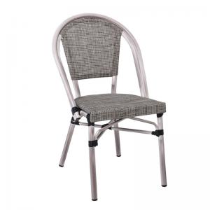 COSTA Καρέκλα Dining Αλουμινίου, Απόχρωση Antique Grey -Textilene Μπεζ - 50x55x85cm