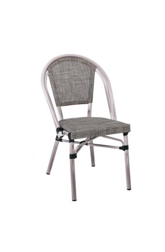 COSTA Καρέκλα Dining Αλουμινίου, Απόχρωση Antique Grey -Textilene Μπεζ - 50x55x85cm