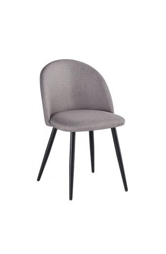 BELLA Καρέκλα Τραπεζαρίας, Μέταλλο Βαφή Μαύρο, Ύφασμα Απόχρωση Sand Grey