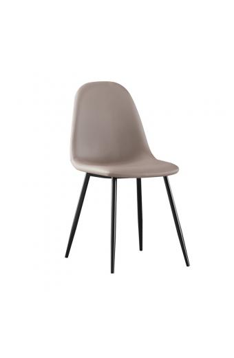 CELINA Καρέκλα Μέταλλο Βαφή Μαύρο, Pvc Cappuccino - 45x54x85cm