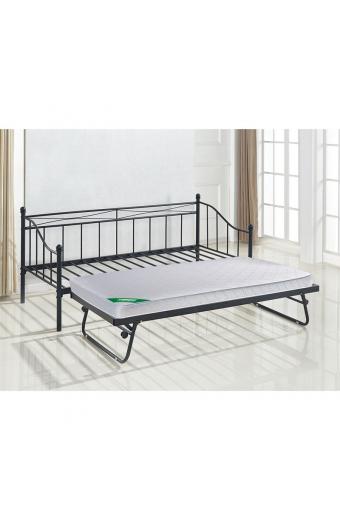 MARIN Set: Daybed (για στρώμα 90x190) + Βοηθητικό Κρεβάτι με Στρώμα 185x85 Μέταλλο Μαύρο