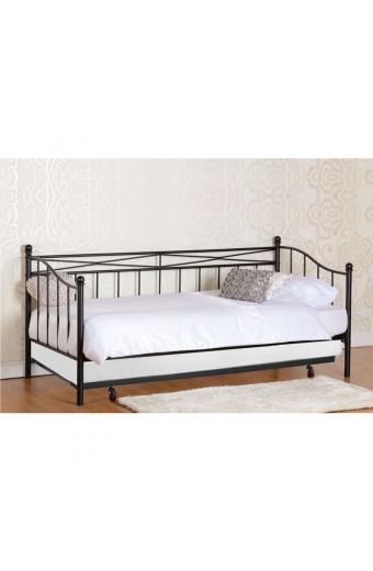 MARIN Set: Daybed με Στρώμα 90x190 + Βοηθητικό Κρεβάτι με Στρώμα 85x185 Μέταλλο Μαύρο