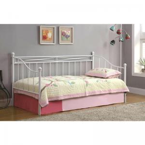MARIN Set: Daybed με Στρώμα 90x190 + Βοηθητικό Κρεβάτι με Στρώμα 85x185 Μέταλλο Άσπρο - Κρεβάτια:198x97x93+185x85x36cm