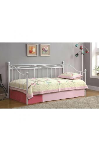 MARIN Set: Daybed με Στρώμα 90x190 + Βοηθητικό Κρεβάτι με Στρώμα 85x185 Μέταλλο Άσπρο - Κρεβάτια:198x97x93+185x85x36cm