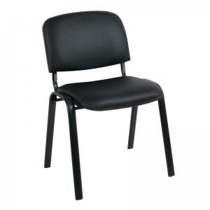 SIGMA Καρέκλα Στοιβαζόμενη Γραφείου - Επισκέπτη Μέταλλο Βαφή Μαύρο - PVC Μαύρο