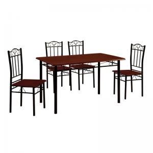 LUTON Set Τραπεζαρία Κουζίνας Μέταλλο Βαφή Μαύρο - Κερασί : Τραπέζι 120x70cm + 4 Καρέκλες