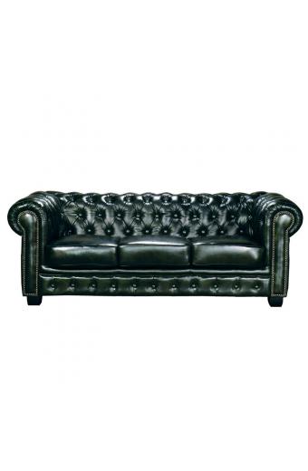 CHESTERFIELD Birmingham Kαναπές 3Θέσιος Σαλονιού Καθιστικού,Δέρμα Antique Green - 201x92x74cm