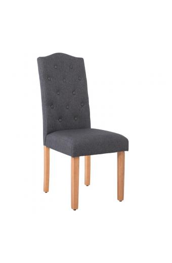 WENDY Καρέκλα Ξύλο Φυσικό, Ύφασμα Σκούρο Γκρι