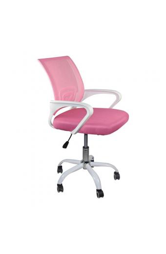 BF2101-SC Πολυθρόνα Γραφείου χωρίς Ανάκλιση Άσπρο - Mesh Ροζ