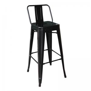 RELIX Σκαμπό Bar με Πλάτη, Μέταλλο Βαφή Μαύρο - 44x44x76/97cm