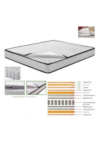 ΣΤΡΩΜΑ *Διαλογής* Ανώστρωμα Αφαιρούμενο, Pocket Spring, Διπλής Όψης - 160x200x21cm