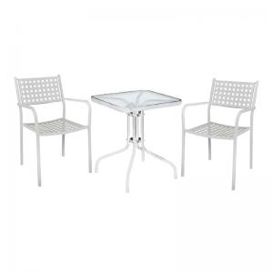 BALENO Set Κήπου - Βεράντας: Τραπέζι + 2 Πολυθρόνες CAPRICE, Μέταλλο Βαφή  Άσπρο