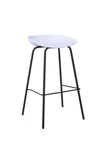PENTOS Σκαμπό BAR, Μέταλλο Βαφή Μαύρο, PP Άσπρο - 49x46x76/83cm