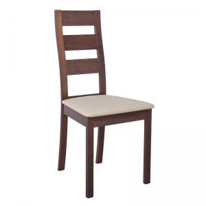 MILLER Καρέκλα Οξυά Καρυδί, PVC Εκρού