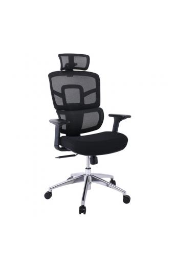 BF8400 Πολυθρόνα Γραφείου Διευθυντή, Mesh - Ύφασμα Μαύρο, Βάση Αλουμίνιο - 72x71x116/126cm