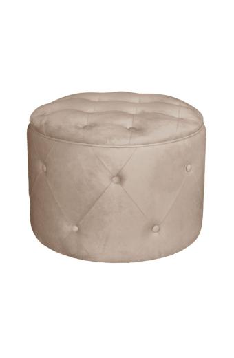 TRAVIS Σκαμπό Αποθηκευτικό, Ύφασμα Velure Απόχρωση Cappuccino - Φ60cm H.45cm