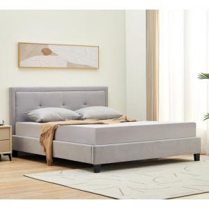 BECO Κρεβάτι Διπλό για Στρώμα 150x200cm, Ύφασμα Ανοιχτό Γκρι - 160x216x100cm