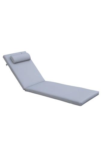 SUNLOUNGER Μαξιλάρι Ξαπλώστρας με Προσκέφαλο, Ύφασμα Water Repellent Γκρι, Φερμουάρ - 196(78+118)x60x7cm