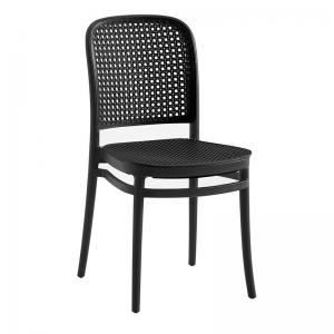 FLORENCE Καρέκλα PP Μαύρο, PP Rattan Μαύρο, Στοιβαζόμενη - 41x41x83cm