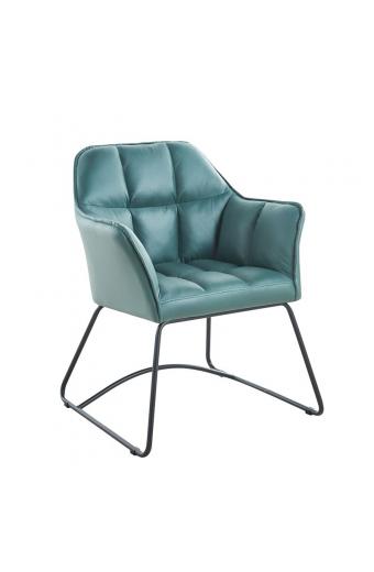 POLLY Πολυθρόνα Μέταλλο Βαφή Μαύρο, Ύφασμα Suede Olive Green - 67x64x82cm