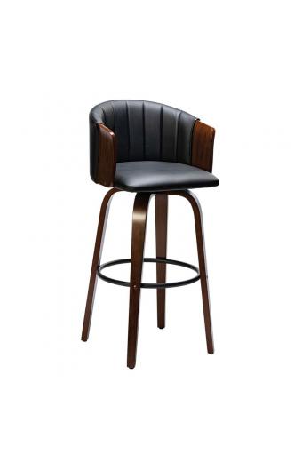 ENZO Σκαμπό Bar Καρυδί, Pu Μαύρο - 50x50x78/103cm