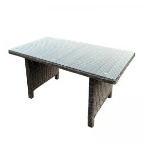 ARIZONA Τραπέζι Dining Βεράντας - Κήπου ALU, Wicker Grey Brown, Γυαλί Tempered 5mm - 140x80 H.70cm