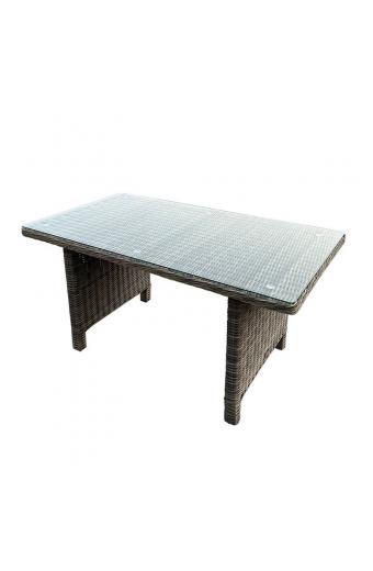 ARIZONA Τραπέζι Dining Βεράντας - Κήπου ALU, Wicker Grey Brown, Γυαλί Tempered 5mm - 140x80 H.70cm