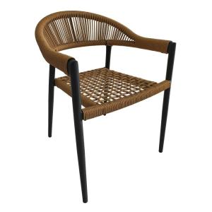 MADISON Πολυθρόνα Βεράντας- Κήπου, ALU Ανθρακί, Rope Wicker Φυσικό, Στοιβαζόμενη - 58x56x78cm